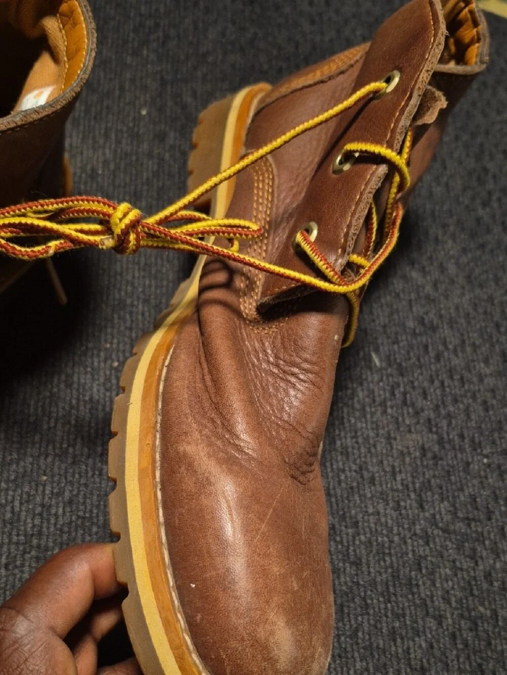 Timberland Brown Leather Chukka Boots with Yellow Accent Laces